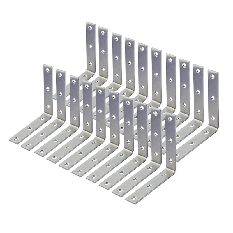 Wideskall 4" inch Heavy Duty Corner Brace Angle Repair Bracket w/ Screws (Pack of 20) - Image 1